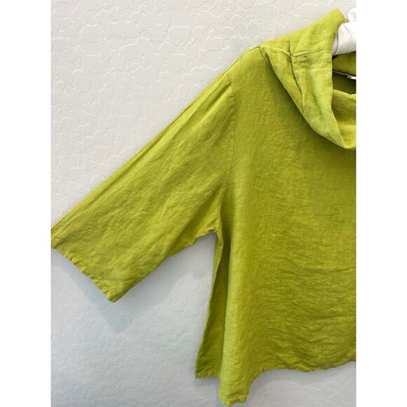 BRYN WALKER Etta Linen Top Matcha Green Cowl Neck Pullover Made in USA NWT | XS - Picture 4 of 10
